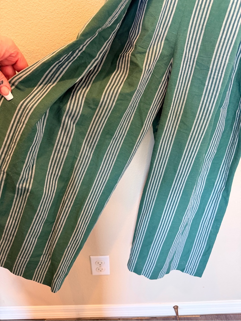 Payal Pratap Striped Cotton Linen Wide Leg Jumpsuit Size 2P #0499 - Picture 4 of 9